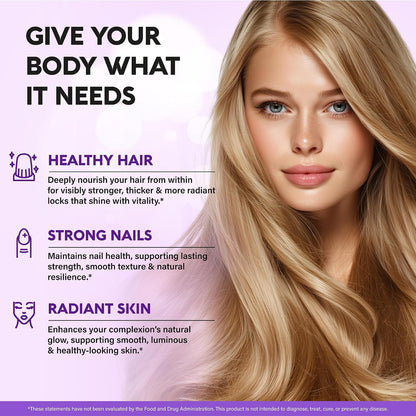Biotin 10000 mcg with Silicon - Pharmaceutical Grade Biotin Supplement for Women - Hair Growth Support, Skin & Nails - Max Strength & 100% Bioavailability - Lab Tested - 120 Softgels, 120 Days Supply