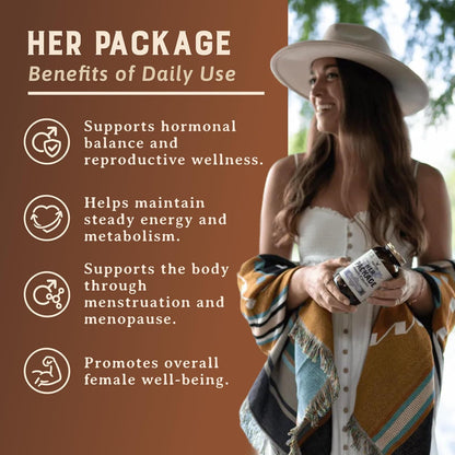 HEART & SOIL Her Package Supplement, 180 Capsules | 100% grass fed & finished ovary, uterus, liver & kidney. Helps maintain hormone balance & reproductive wellness.