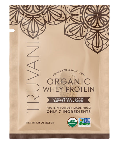Truvani Organic Whey Protein Powder | Vanilla | 1 Serving | 20g Grass Fed Whey Protein | USDA Organic & Non-GMO | Gluten Free | No Gums, No Soy, No Stevia, No Added Sugars