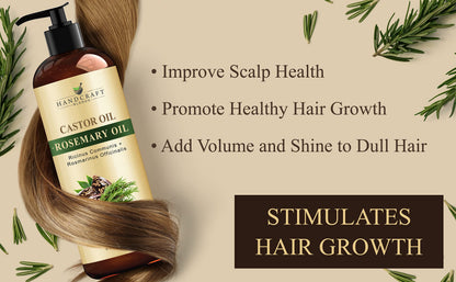 Handcraft Blends Castor Oil with Rosemary Oil for Hair Growth, Eyelashes, Eyebrows