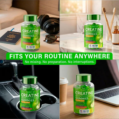 Creatine Monohydrate Gummies Sugar Free – 5000mg (5g) Per Serving (4 Gummies), 120 Count – Crisp Sour Green Apple Flavor – No Mixing – Vegan Creatine Gummies for Men & Women, Non-GMO, Gluten Free
