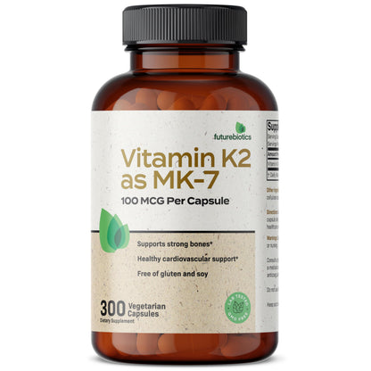 Futurebiotics Vitamin K2 as MK-7 100 mcg, Supports Strong Bones - Non-GMO, 100 Vegetarian Capsules