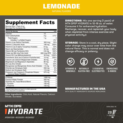 MTN OPS Hydrate Sugar Free Electrolyte Packets, Mango Peach
