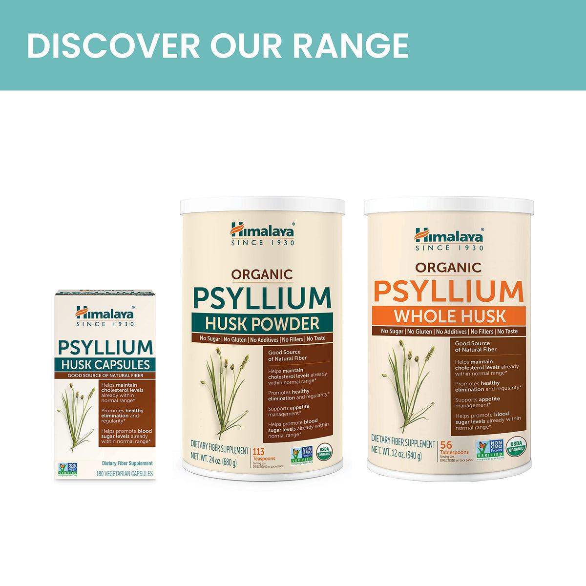 Himalaya Organic Psyllium Whole Husk Fiber Supplement,Unflavored,12 oz