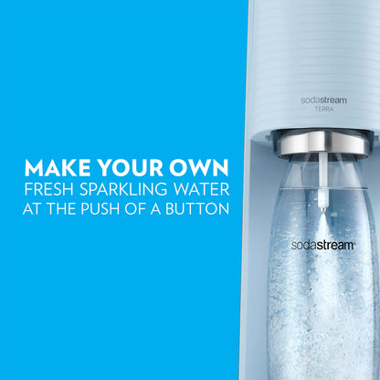 SodaStream Terra Sparkling Water Maker Bundle (Misty Blue), with CO2, DWS Bottles
