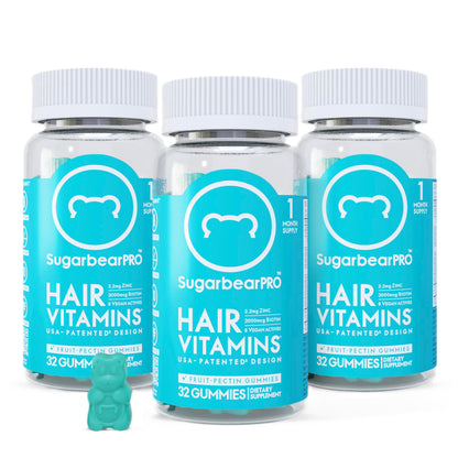 SugarbearPro Hair Vegan Vitamin Gummies for Luscious Hair with Biotin, Vitamin E, Folic 