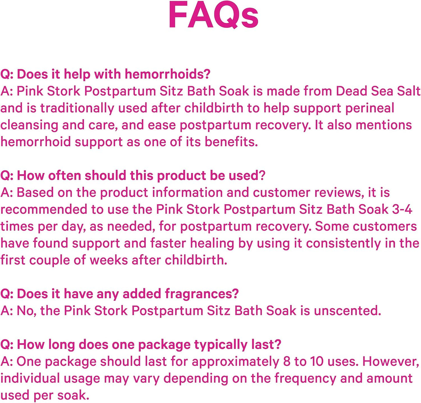 Pink Stork Postpartum Sitz Bath Soak: Dead Sea Salt for Perineal Care & Cleansing, Postpartum Recovery, Labor and Delivery Essentials, Women-Owned, Unscented, 16 oz
