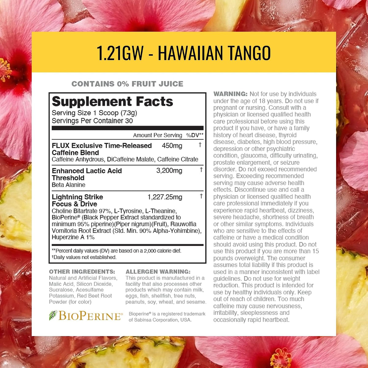 Nutrithority - 1.21GW High Stim Pre Workout Powder for Men (Hawaiian Tango)