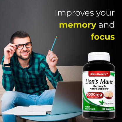 Lab | Lions Mane | 5000 mg per Serving | 120 Capsules | lions mane supplement | lions mane