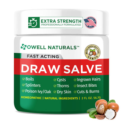 Owell Naturals Drawing Salve Ointment with Pure Shea Butter, for ingrown Hair, Boil, Splinter Remover, Bug Spider Bites, Bee Sting, Mosquito Itch, Poison Ivy, Burns & Cuts,1 Fl Oz (Pack of 1)