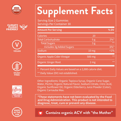 WellPath ACV Gummies with The Mother - USDA Organic, Vegan, Raw Apple Cider Vinegar