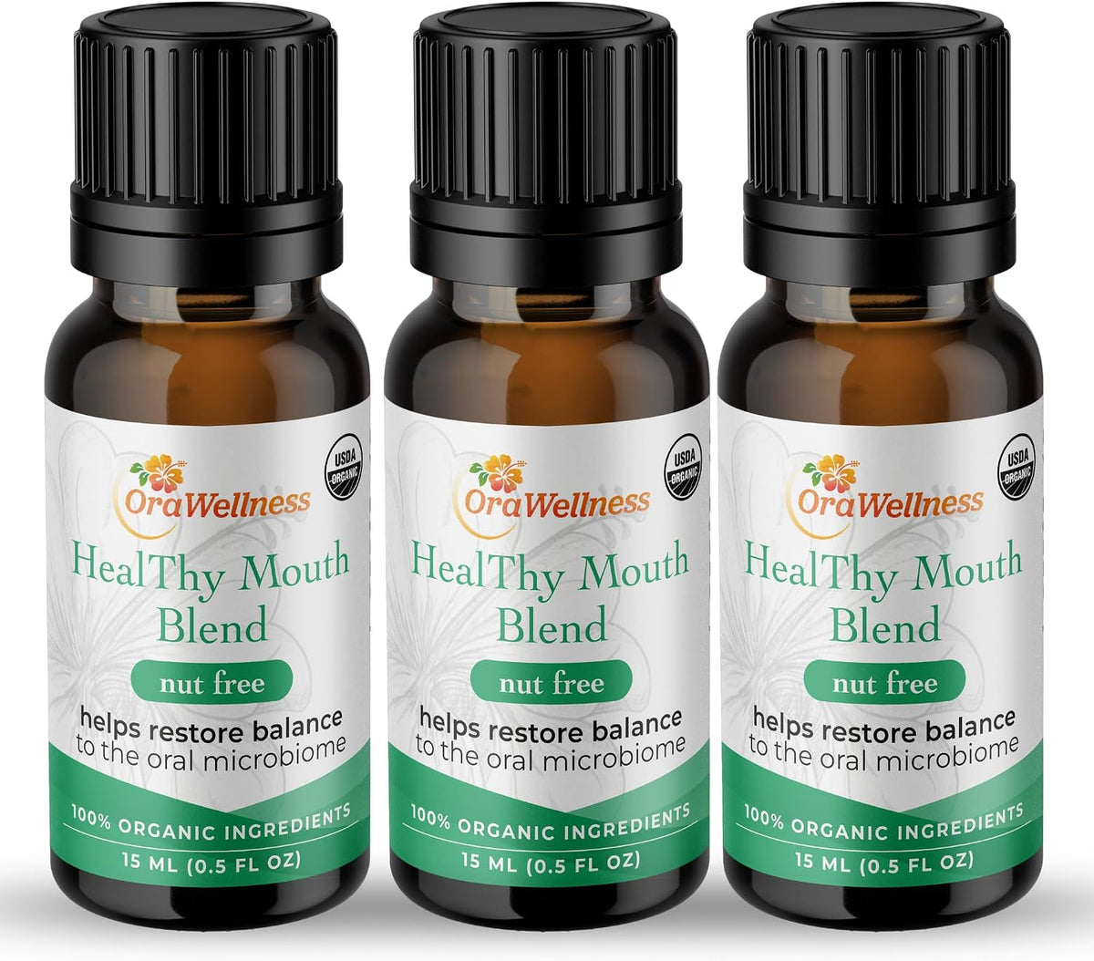 OraWellness Nut Free Healthy Mouth Blend Tooth Oil 3 Pack + Fantastic Floss Waxed Dental Floss with Hydroxyapatite for Tooth & Gum Repair