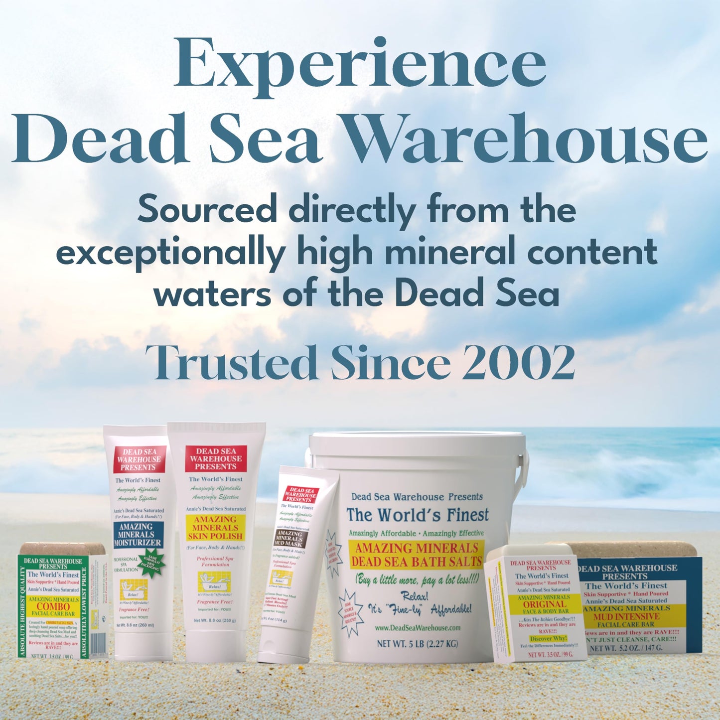 Dead Sea Warehouse-Amazing Minerals Dead Sea Bath Salts,100% Full Mineral Therapeutic Bath Salts, Detoxifying & Moisturizing, Exfoliating for Dry Skin, Unscented(5 lbs)