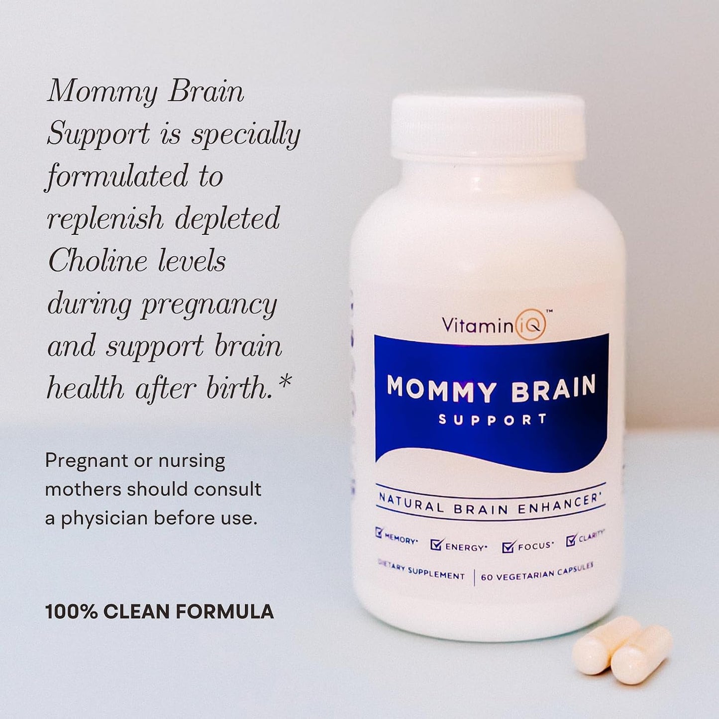 Mommy Brain Postnatal Supplement (60 Capsules) for Cognitive Health, Mood, Energy with GPC and CDP Choline, Phosphatidylserine, Omega-3 DHA