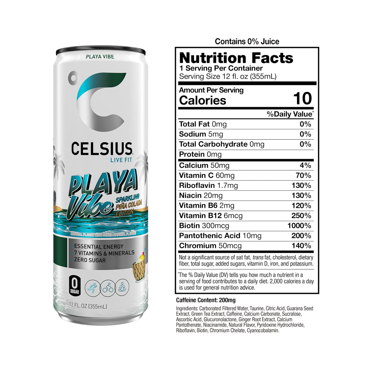CELSIUS RETRO VIBE Sparkling Sherbet Slush, Sugar Free Energy Drink, 12 Fl Oz (Pack of 12)