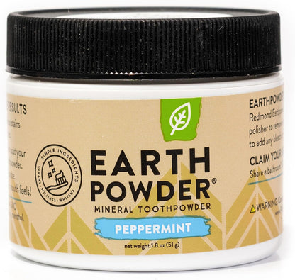REDMOND Earthpowder, All Natural Tooth and Gum Powder Bentonite Clay (Peppermint)