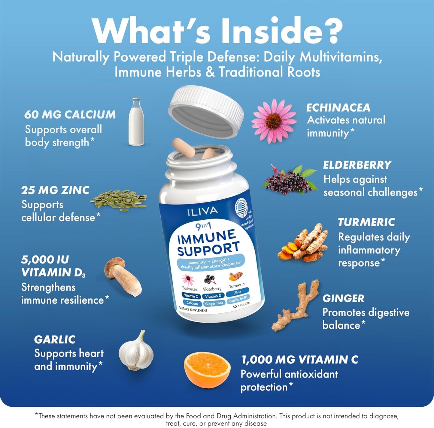 by INDICAID 9-in-1 Immune Support Supplement: Boost Respiratory Immunity with Clean Recipe of 9 Ingredients. Made in US by NSF Certifed Manufacturer. 60 Tablets. Feel the Difference in 30 Days