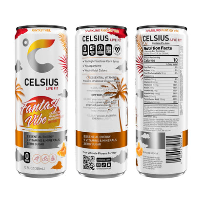CELSIUS RETRO VIBE Sparkling Sherbet Slush, Sugar Free Energy Drink, 12 Fl Oz (Pack of 12)
