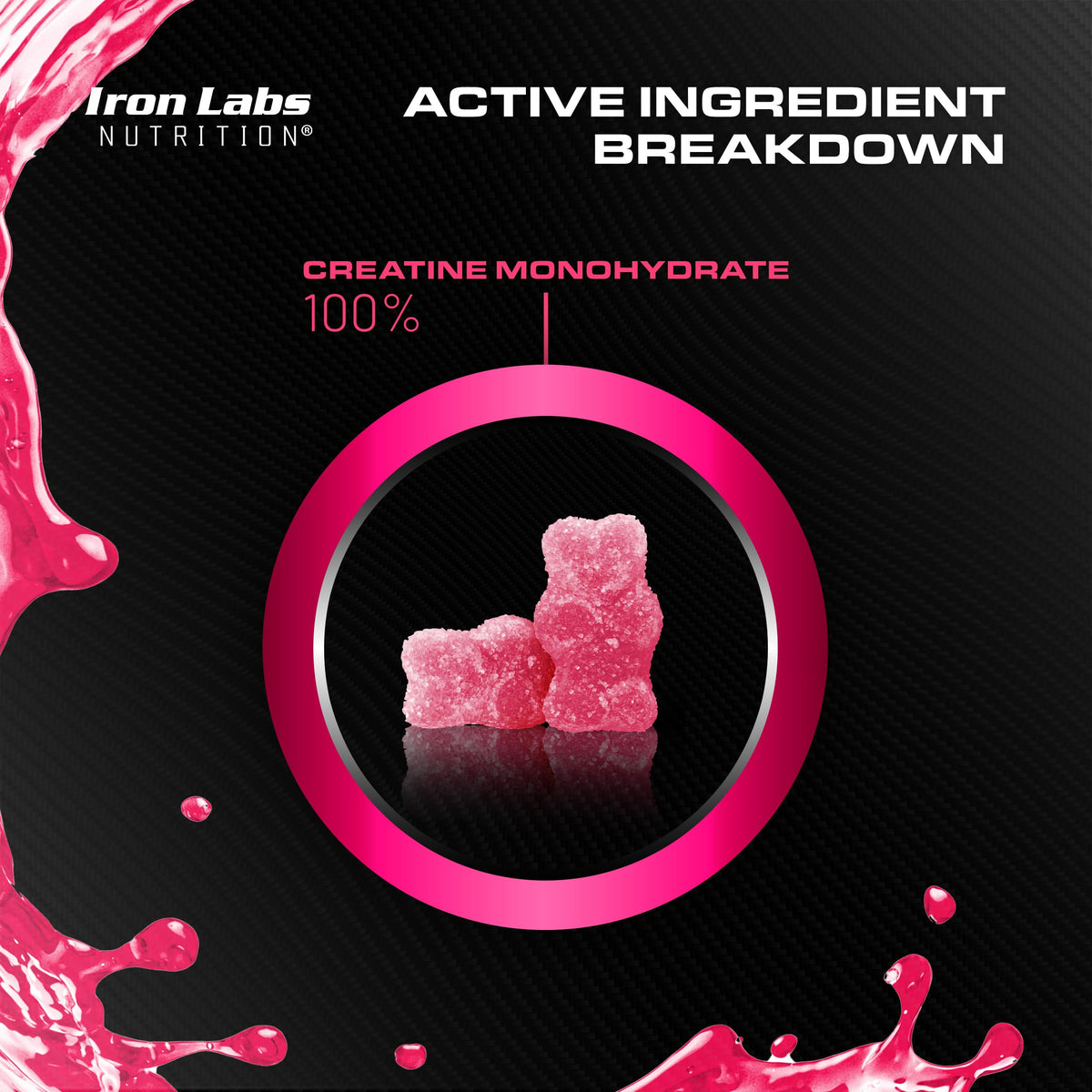 Iron Labs Nutrition Creatine Monohydrate Gummies for Men and Women (90 Gummy Bears)