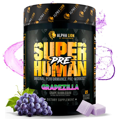 ALPHA LION Superhuman Pre Workout Powder, Beta Alanine, L-Taurine & Tri-Source Caffeine for Sustained Energy & Focus, Nitric Oxide & Citrulline for Pump (21 Servings, Sour Gummy Bear Flavor)