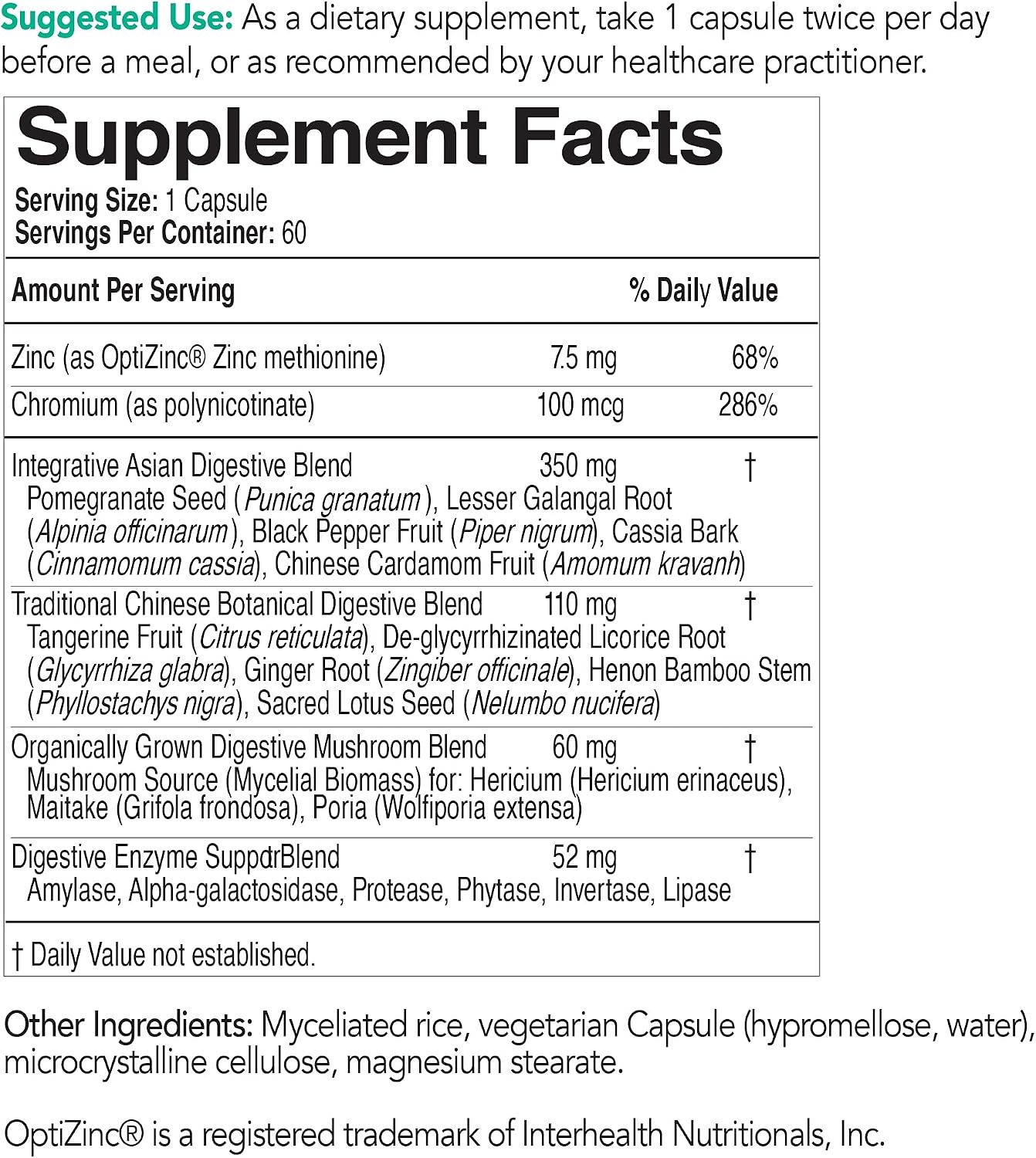 EcoNugenics EcoDigest Digestive Health Supplement - 60 Capsules- Digestive Support - Herbs, Medicinal Mushrooms & Enzymes