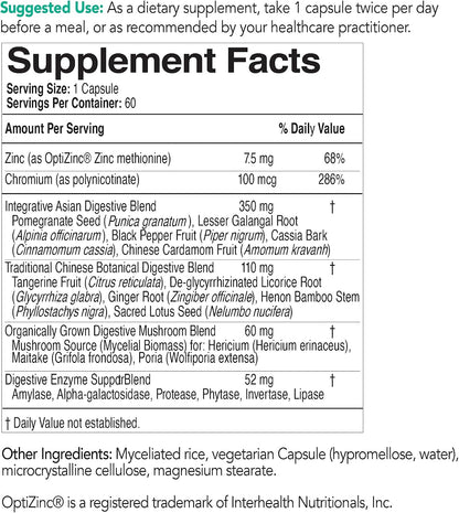 EcoNugenics EcoDigest Digestive Health Supplement - 60 Capsules- Digestive Support - Herbs, Medicinal Mushrooms & Enzymes