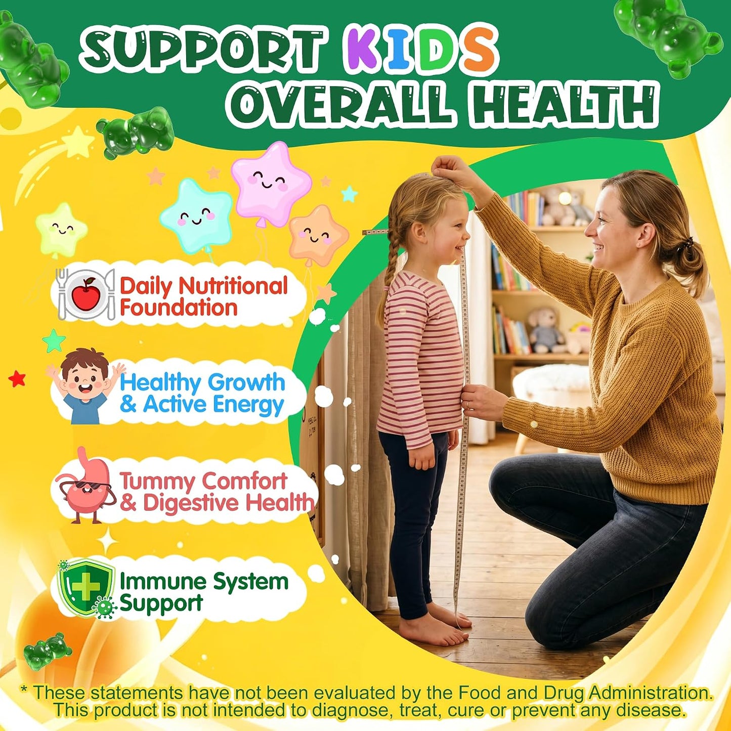 Kids Super Greens Gummies, Superfood Multivitamin for Kids, 30 Veggie, Fruit, Vitamin, Mineral, Probiotic, Kids Vitamin Gummies for Growth, Immunity, Digestion, Picky Eater Approved, Sugar Free 2Pack