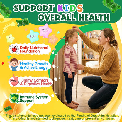 Kids Super Greens Gummies, Superfood Multivitamin for Kids, 30 Veggie, Fruit, Vitamin, Mineral, Probiotic, Kids Vitamin Gummies for Growth, Immunity, Digestion, Picky Eater Approved, Sugar Free 2Pack