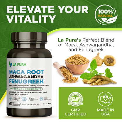 LaPura Ashwagandha 5000mg Maca Root 2000mg Fenugreek 3000mg Supplement