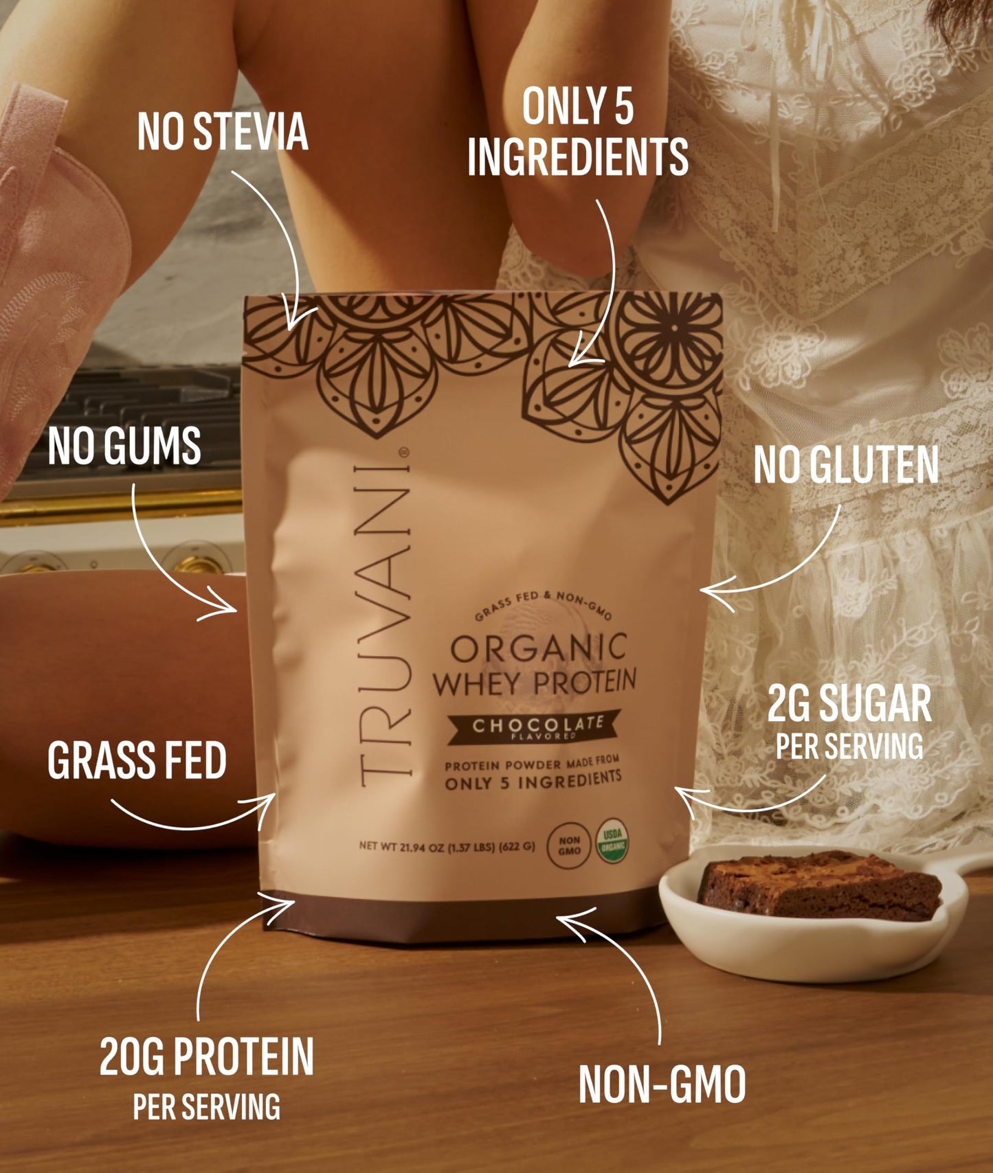 Truvani Organic Whey Protein Powder | Vanilla | 20 Servings | 20g Grass Fed Whey Protein | USDA Organic & Non-GMO | Gluten Free | No Gums, No Soy, No Stevia, No Added Sugars