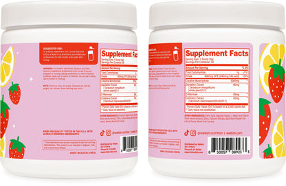 Wellah Creatine for Women - Creatine Monohydrate with Dandelion & Cranberry Extract (50 Servings, Strawberry Lemonade) | Creatine Monohydrate with Dandelion & Cranberry Extract