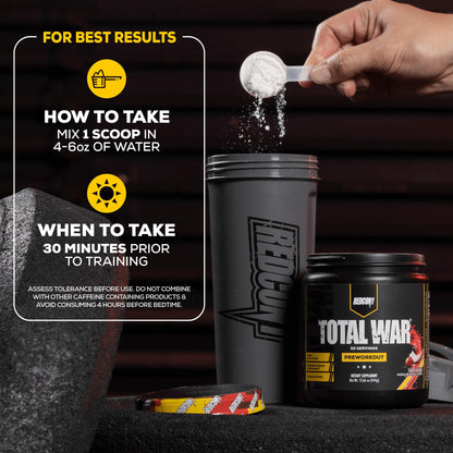 REDCON1 Total War Pre Workout Powder, Kiwi Lime - Beta Alanine + Citrulline Malate Keto