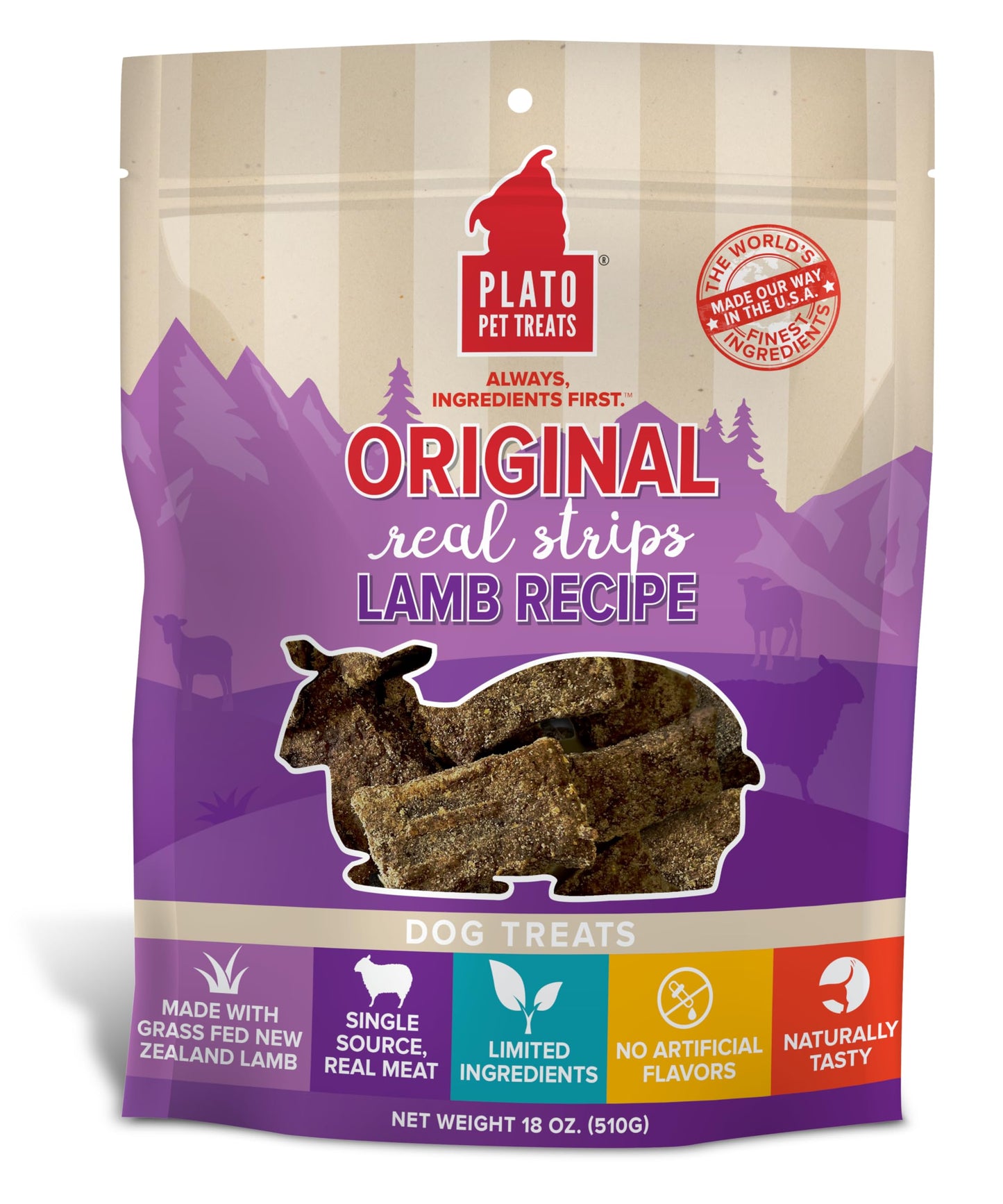Plato Real Strips Salmon Recipe Dog Treats, Air-Dried High-Protein Soft Strips, Omega-Rich Skin & Coat Support, 18 oz