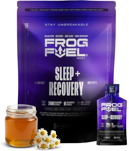 Frog Fuel Reset Liquid Sleep Supplement Shot, Chamomile Honey, 24 pk