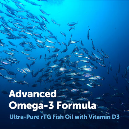 Micro Ingredients Supreme Omega-3 Fish Oil w/Ultra High EPA & DHA, Burpless Softgels | rTG Omega-3 with Vitamin D3 | Wild-Caught Cold Deep-Sea Fish | Lemon Flavor, Easy to Swallow, 60ct