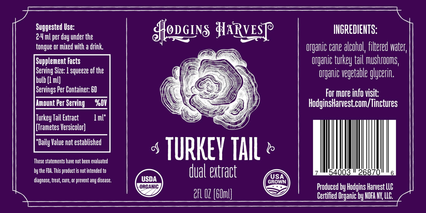 Hodgins Harvest Organic Lion's Mane Fruiting Body Extract Tincture - Mushroom Supplement for Brain Health and Mental Focus - Dual Extract Formula - Extra Concentrated - 4 fl oz Bottle