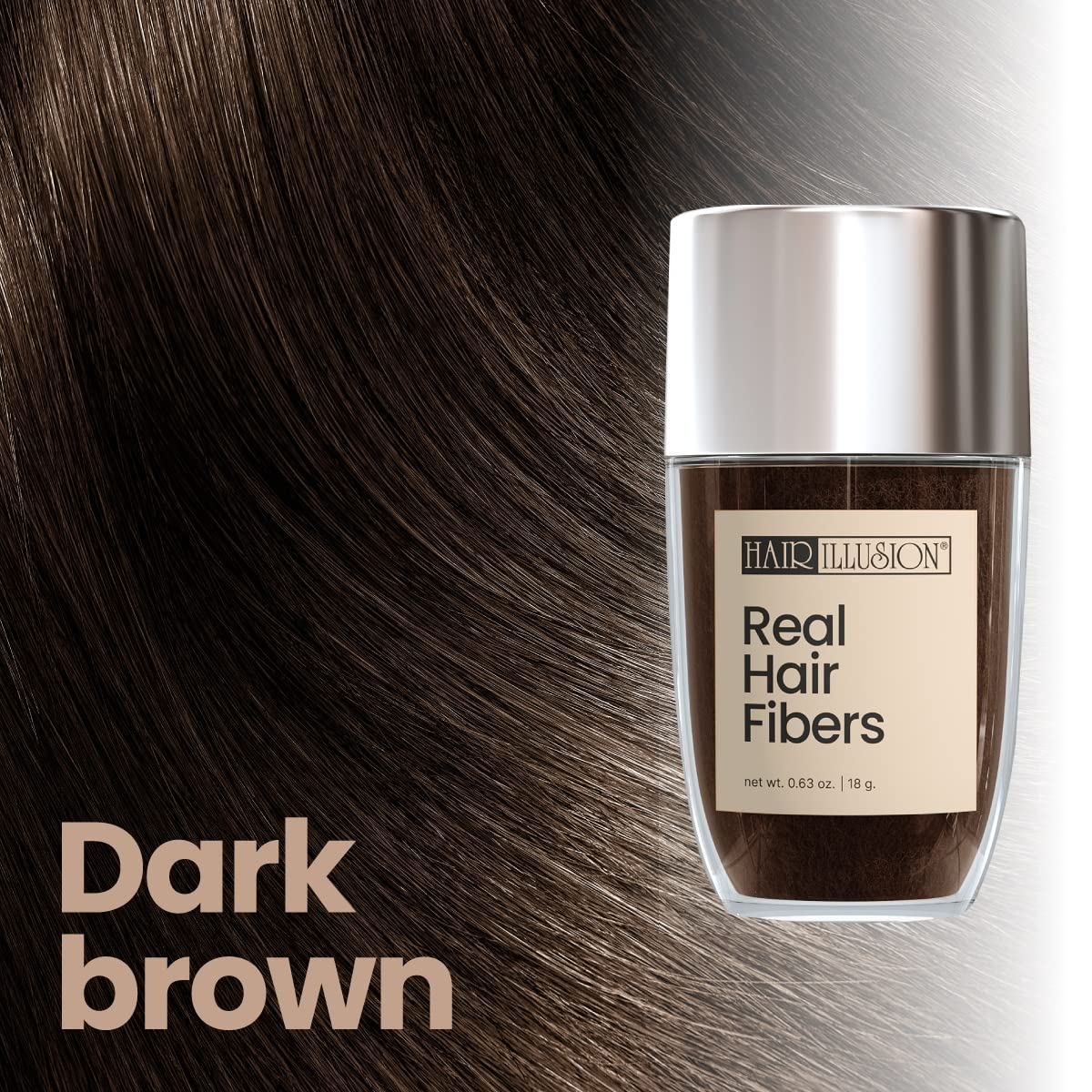 Hair Illusion 100% Natural Human Hair Fibers Not Synthetic for Men and Women, Premium Hair Building Formulation, Large, 38 g Bottle, Jet Black