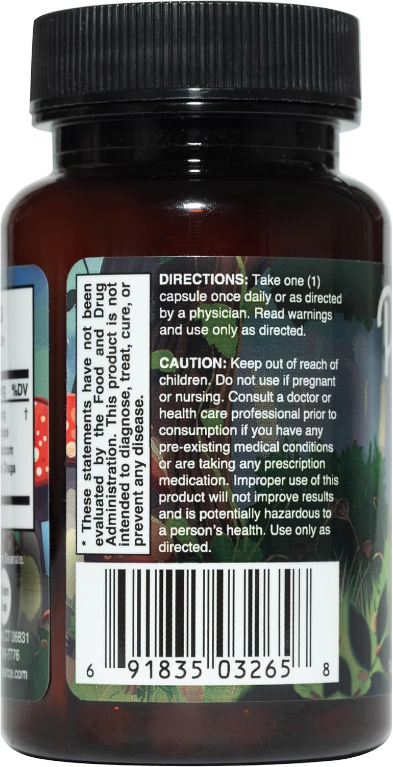 Natural Mushroom Complex for Mind and Body, Vegan, Gluten-Free | Blends Lion's Mane, Reishi, and 3 Functional Fungi to Sharpen Focus, Boost Energy, and Strengthen Immunity, 30-Day Supply