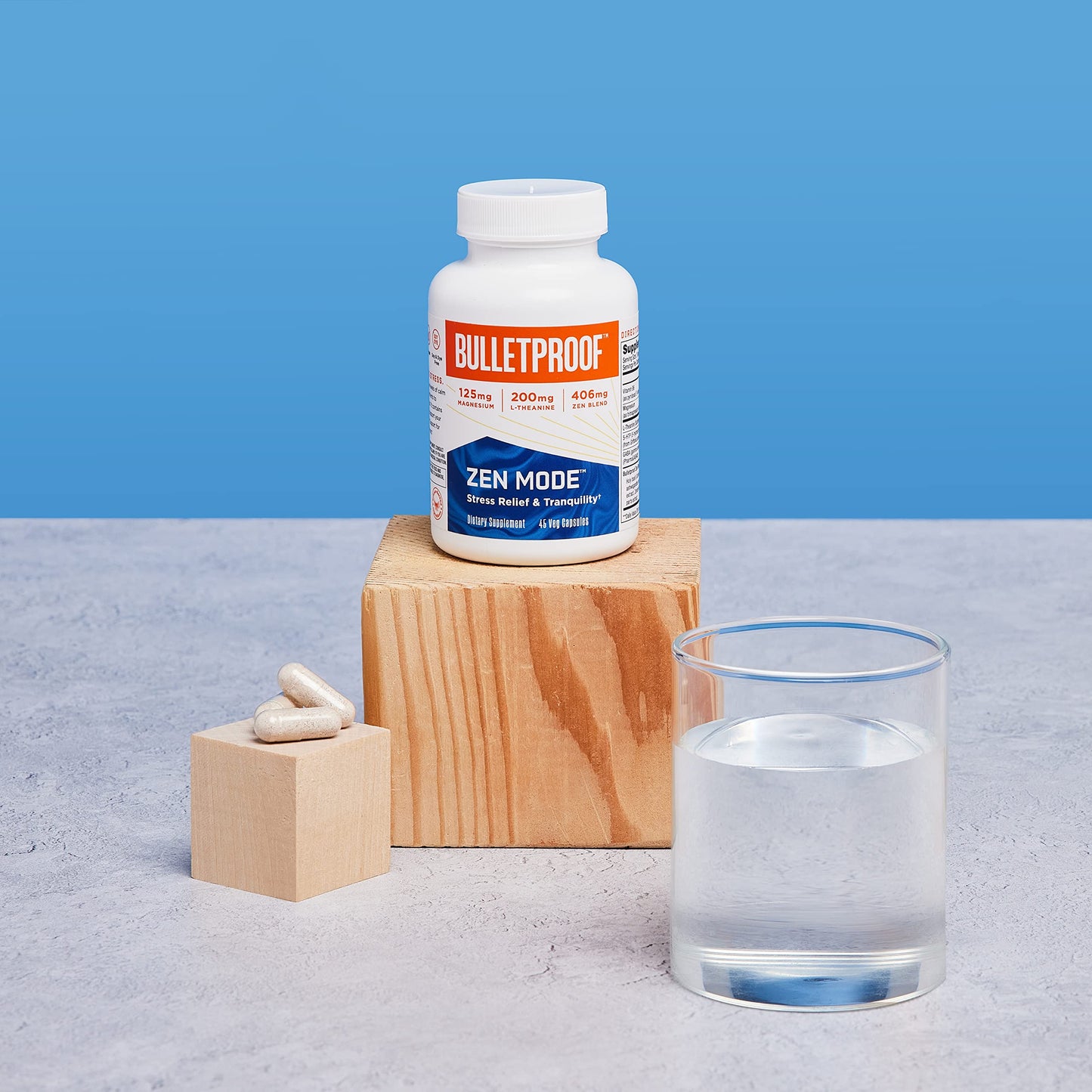 Bulletproof Zen Mode Stress Relief and Tranquility Capsules, 45 Count, Supplement for Calm and Relaxation