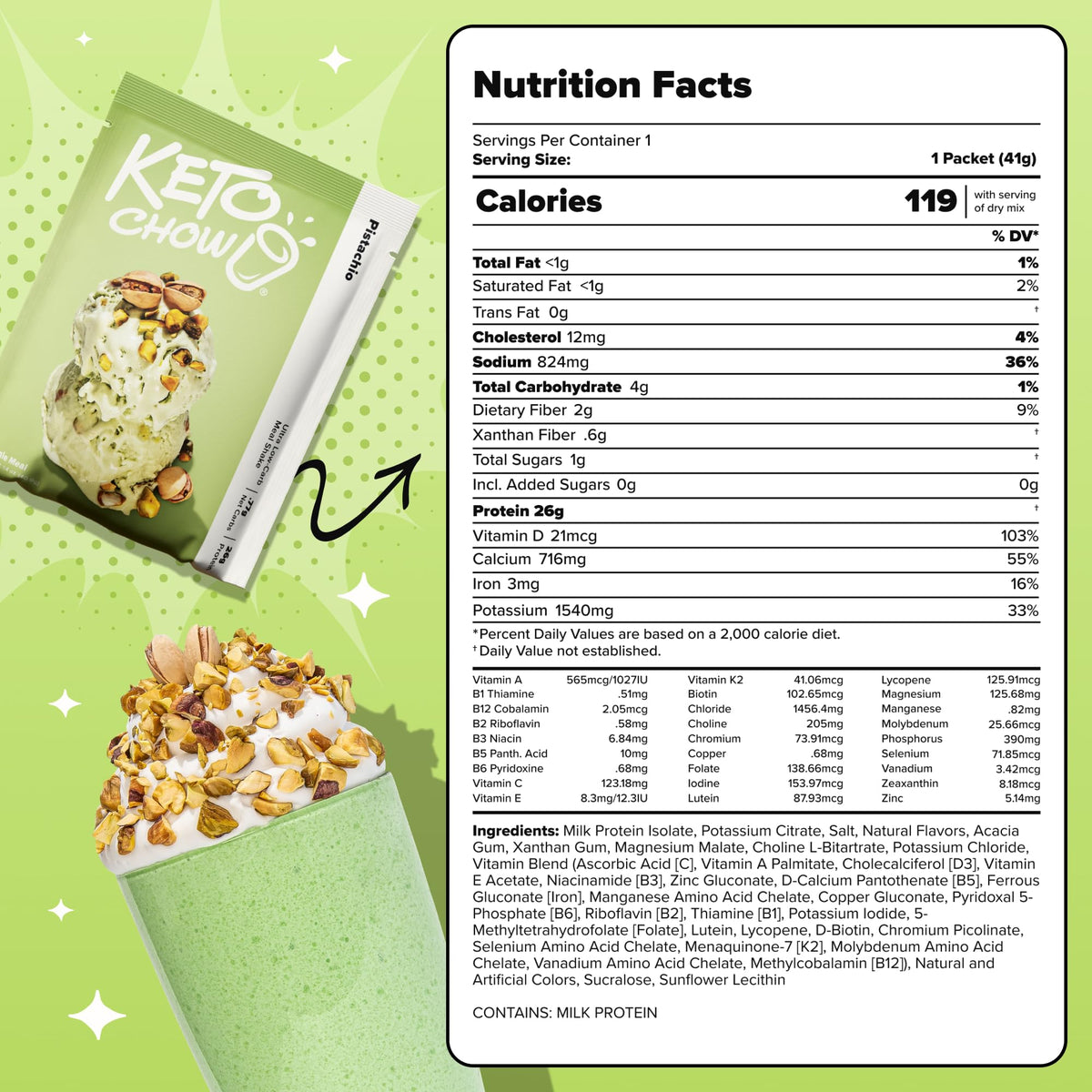 Keto Chow Chocolate Peanut Butter Meal Replacement Shake Powder, 3 Meals