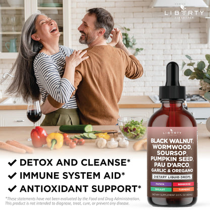 Defend Wormwood Black Walnut Cleanse for Humans Drops Liquid Soursop Garlic Pumpkin Seed PAU D'Arco Oil of Oregano Turmeric Berberine Neem Extract Hull Bark Tincture - 4 OZ