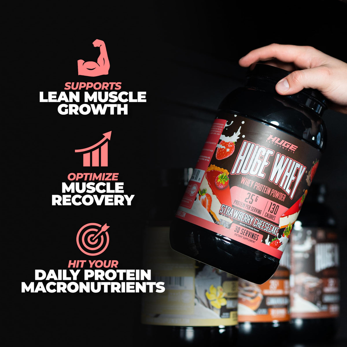 Huge Supplements, Whey Protein Concentrate Powder, Clinically Dosed Formula, 25g