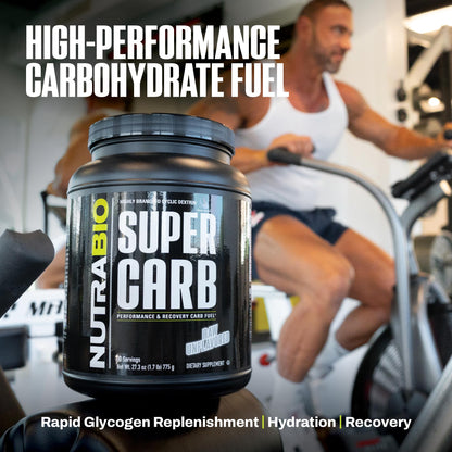NutraBio Super Carb, Carbohydrate Powder with Cluster Dextrin & Electrolytes, Advanced Carb Supplement Powder for Workout Fuel, Performance, and Muscle Recovery, Cyclic Dextrin, Unflavored, 30 Sv