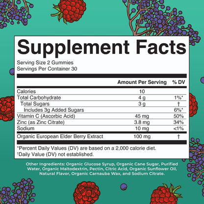 MARYRUTH'S Organics Kids Immune Support Gummies | USDA Organic | Vitamin C, Zinc, and Elderberry Gummies for Kids| Immune Support for Ages 4+ | Vegan | Non-GMO | Gluten Free | 60 Count
