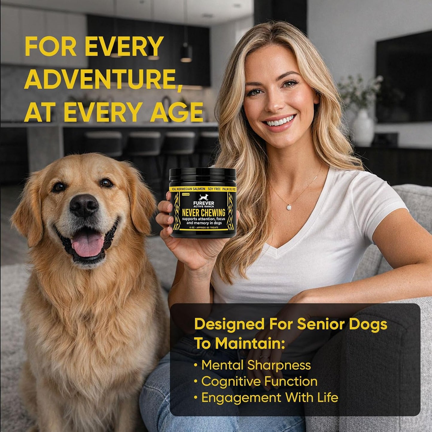 Furever Active Pet Neuro Chewing, Formulated with Organic Carrots, Celery, Lemon, Beets, Support Brain Health in Dogs, Overall Cognitive Performance, Memory and Alertness | 6oz, 85 Chews (1)