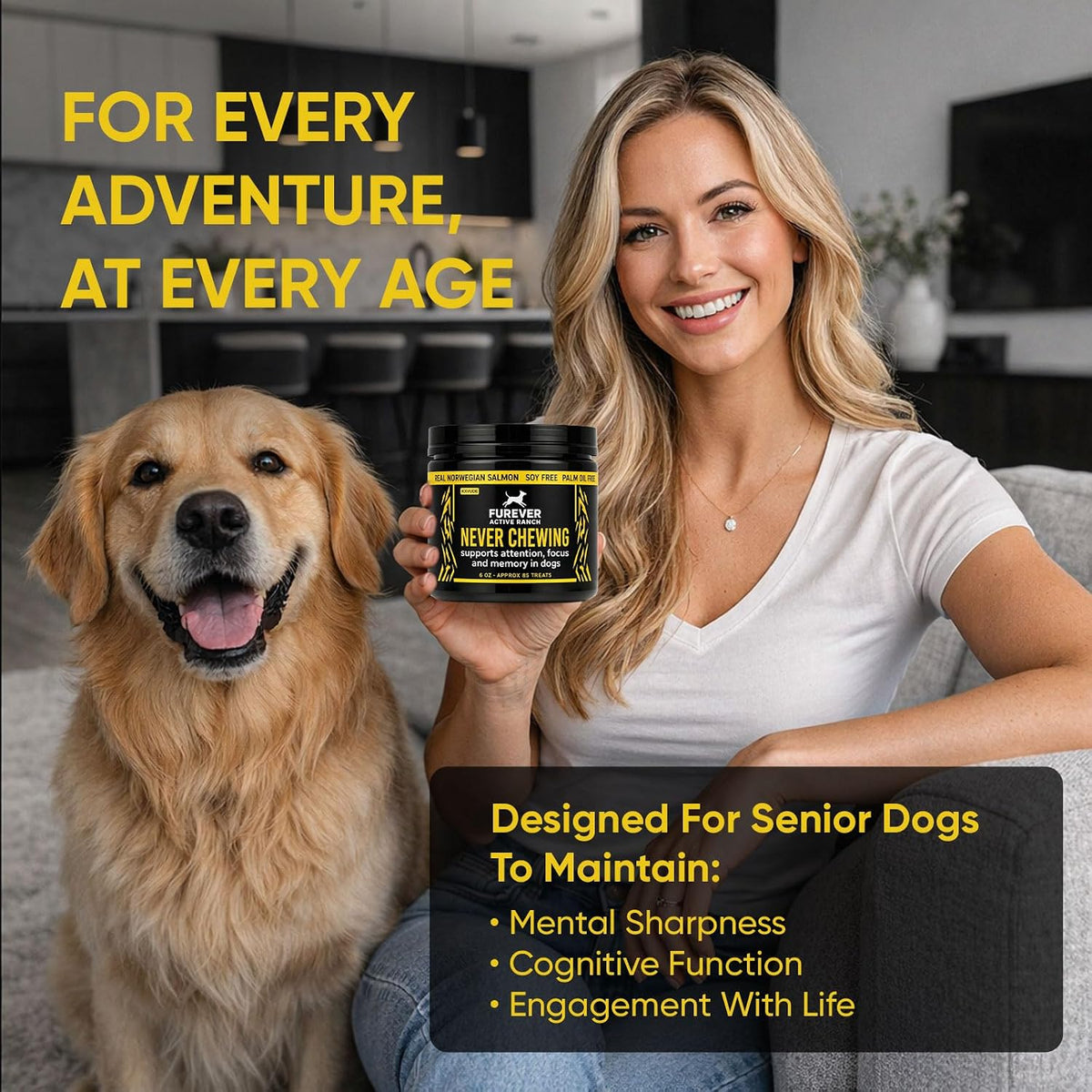 Furever Active Pet Neuro Chewing, Formulated with Organic Carrots, Celery, Lemon, Beets, Support Brain Health in Dogs, Overall Cognitive Performance, Memory and Alertness | 6oz, 85 Chews (1)