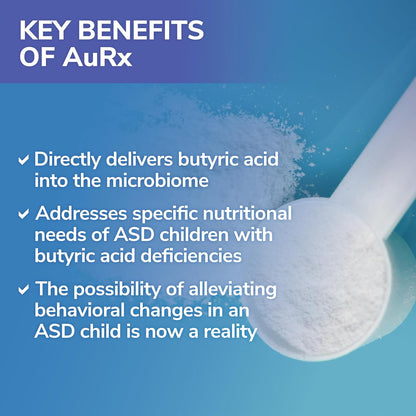 AuRx Autism Spectrum Medical Food Powder to Support Gut Health, Stabilized Butyric Acid Supplement in a Palatable-Tasting Powder for ASD Children, Hypoallergenic, 2 Ounces