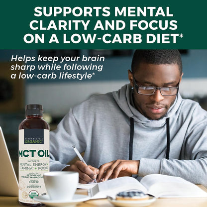 Viva Naturals Organic MCT Oil, 16 fl oz – MCT Oil for Coffee, USDA Organic, Non-GMO, Paleo Certified & Keto Friendly, Supports Energy & Mental Clarity