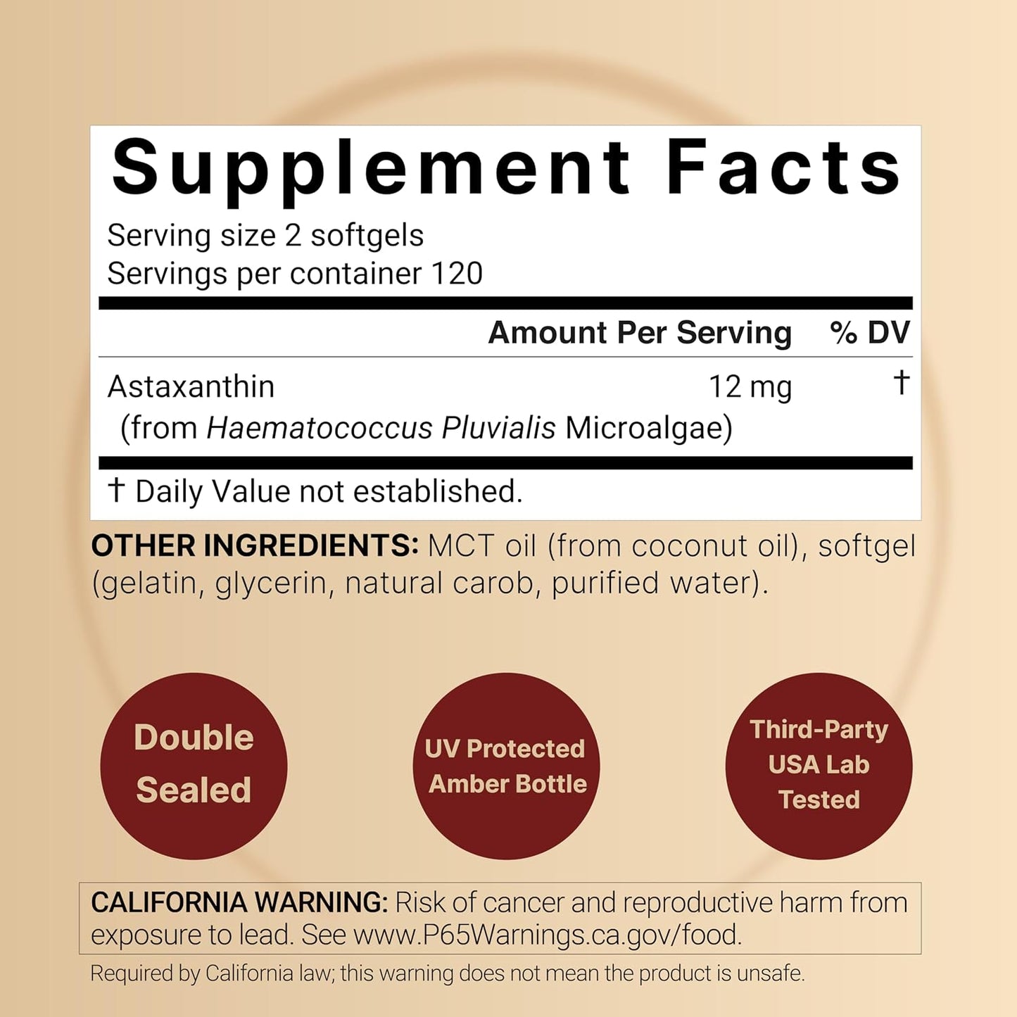 NatureBell Maximum Strength Astaxanthin 12mg, 240 Softgels - 4 Month Supply - Natural Antioxidant from Haematococcus Pluvialis Microalgae | Non-GMO, Gluten Free