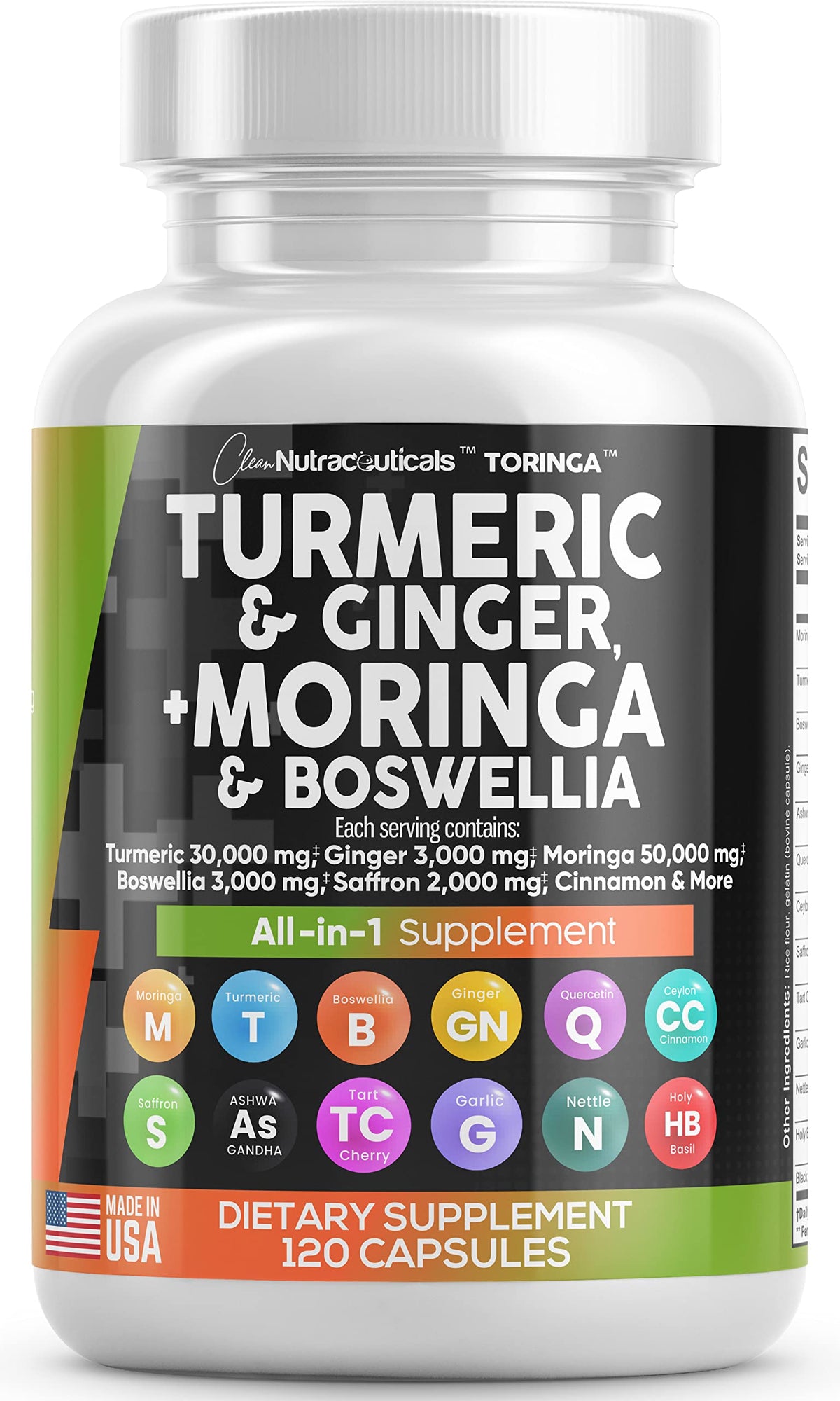 Turmeric Curcumin 30000mg Ginger 3000mg Moringa 50000mg Boswellia